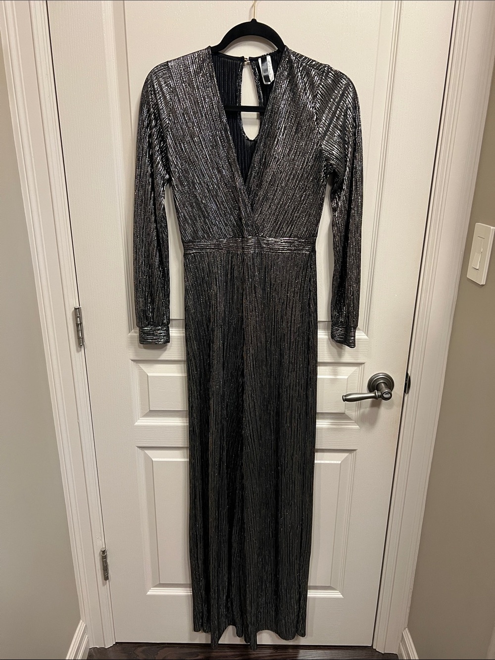 Black Gold Metallic Lightweight Glam Jumpsuit - Small/Medium